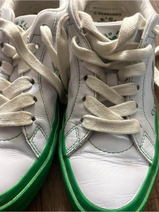 Golf Le Fleur White Leather Low-Top Sneakers with Green Sole main image 4
